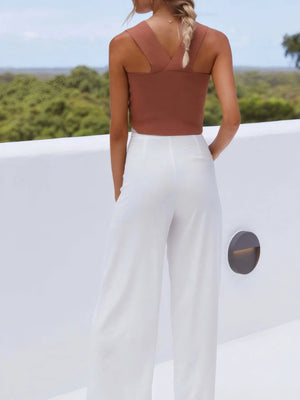 Square neck ribbed cropped tank top back fit