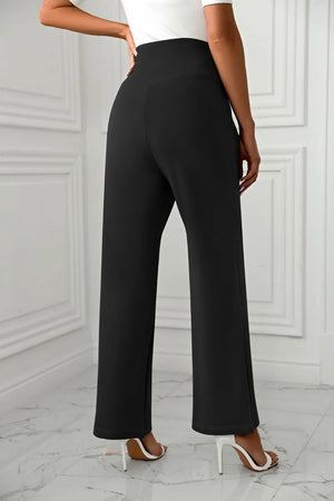 High waist straight leg pants back view