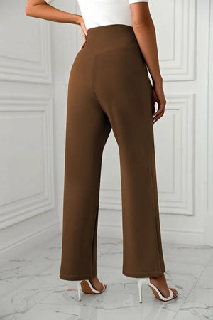 High waist straight leg pants back view