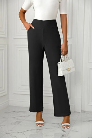High waist straight leg pants front view