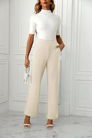 High waist straight leg pants front fashion look