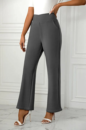 High waist straight leg pants straight cut front