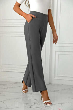 High waist straight leg pants slight side