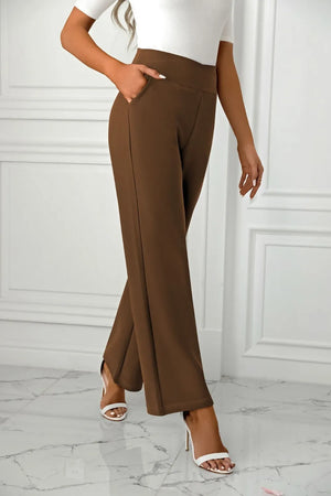 High waist straight leg pants side pose