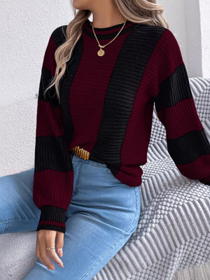 Front design of color block sweater trendy look