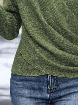 surplice wrap knit top front modern fashion look