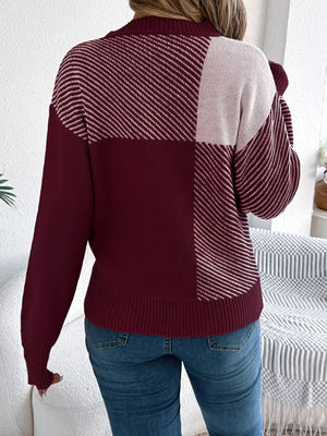 striped sweater back view cozy knitwear