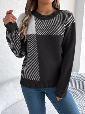 fashionable striped sweater front daily outfit