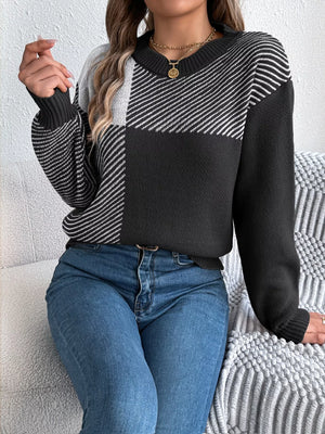 classic striped sweater front cozy knit design