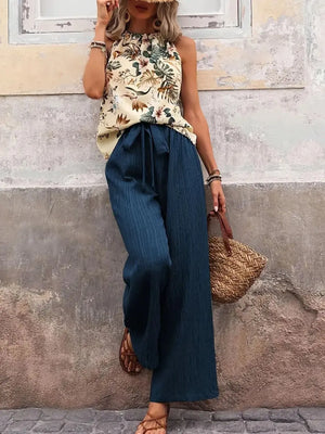Trendy printed matching outfit front profile
