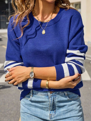 striped trim sweater front fashion everyday wear