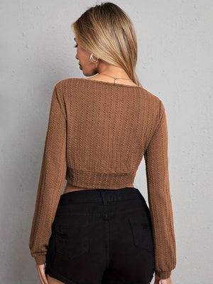 Back view of V Neck Crop Top showing the cropped fit