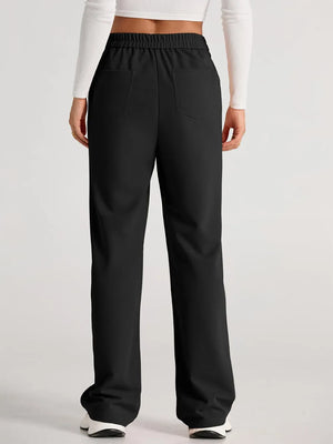 High waist wide leg pants back view