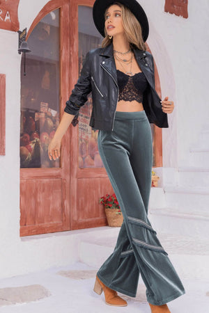 Long wide leg pants front view with loose comfortable design