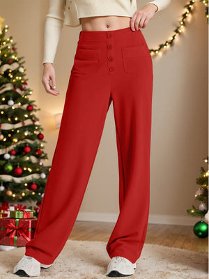 Front design of women high waist wide leg pants