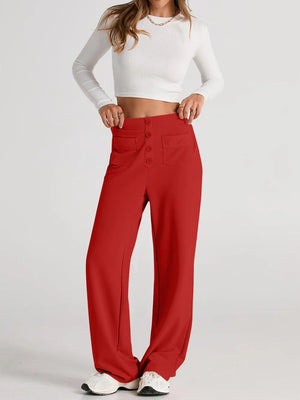 High waist wide leg pants relaxed front fit