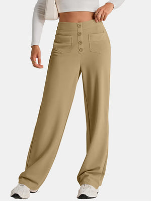 Front design of women high waist wide leg pants