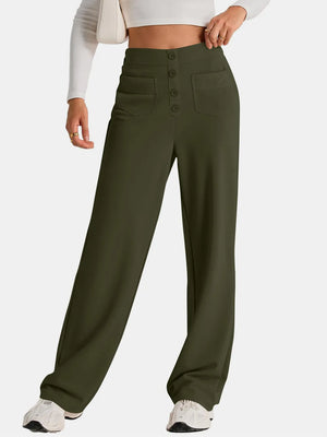 Elegant high waist wide leg pants front design