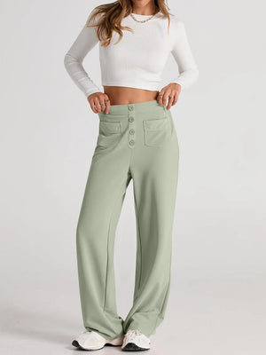 Stylish high waist wide leg pants front
