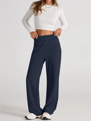 Full length high waist wide leg pants front