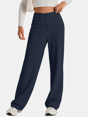 Comfortable high waist wide leg pants front
