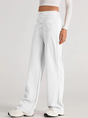 Side angle of high waist wide leg pants