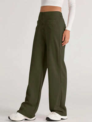 High waist wide leg pants side detail