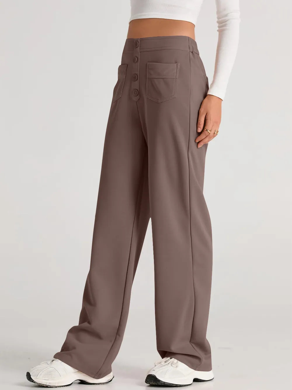 High waist wide leg pants side silhouette