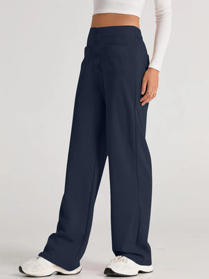 High waist wide leg pants side detail