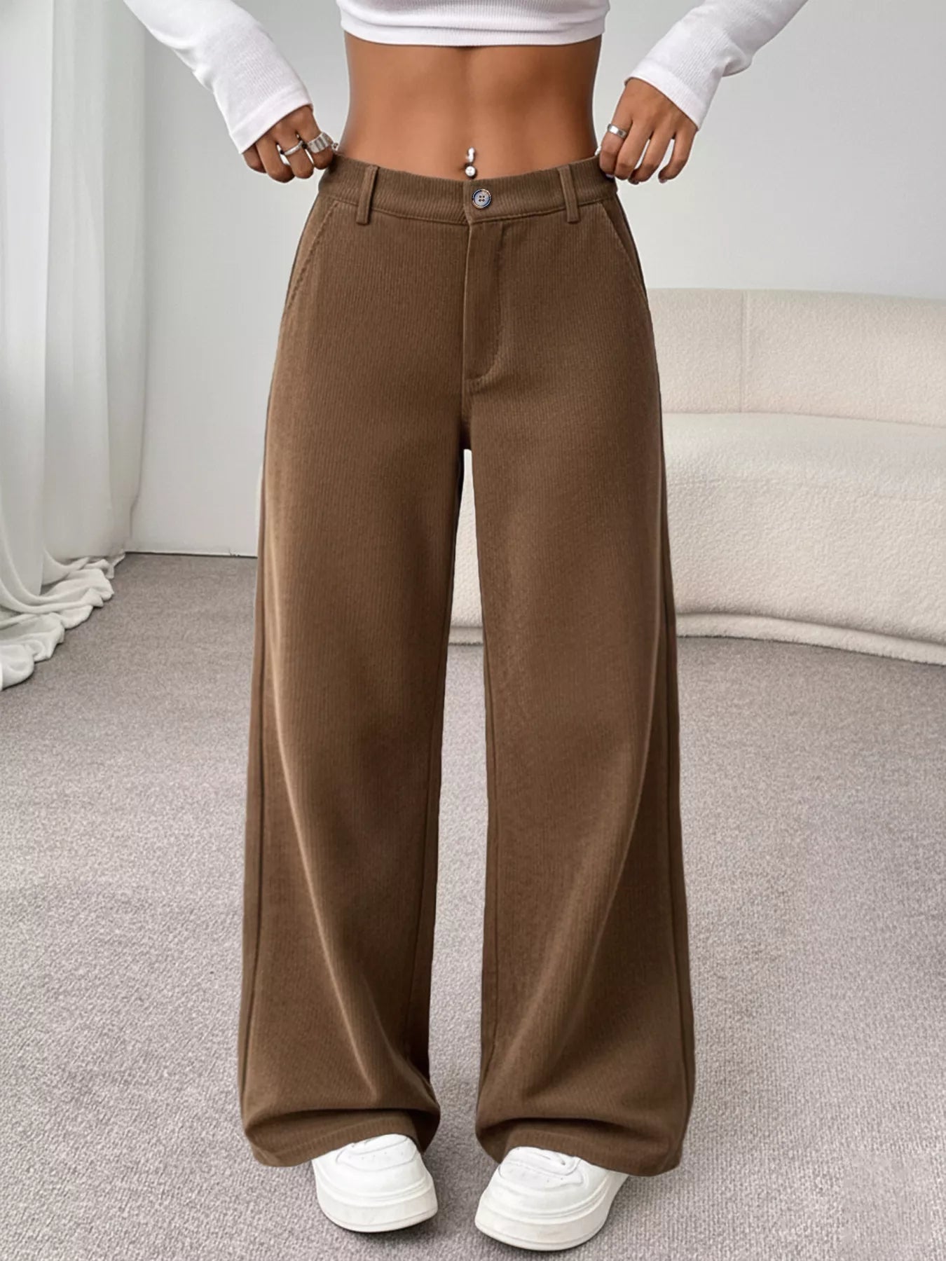 Front view of Wide Leg Casual Pants