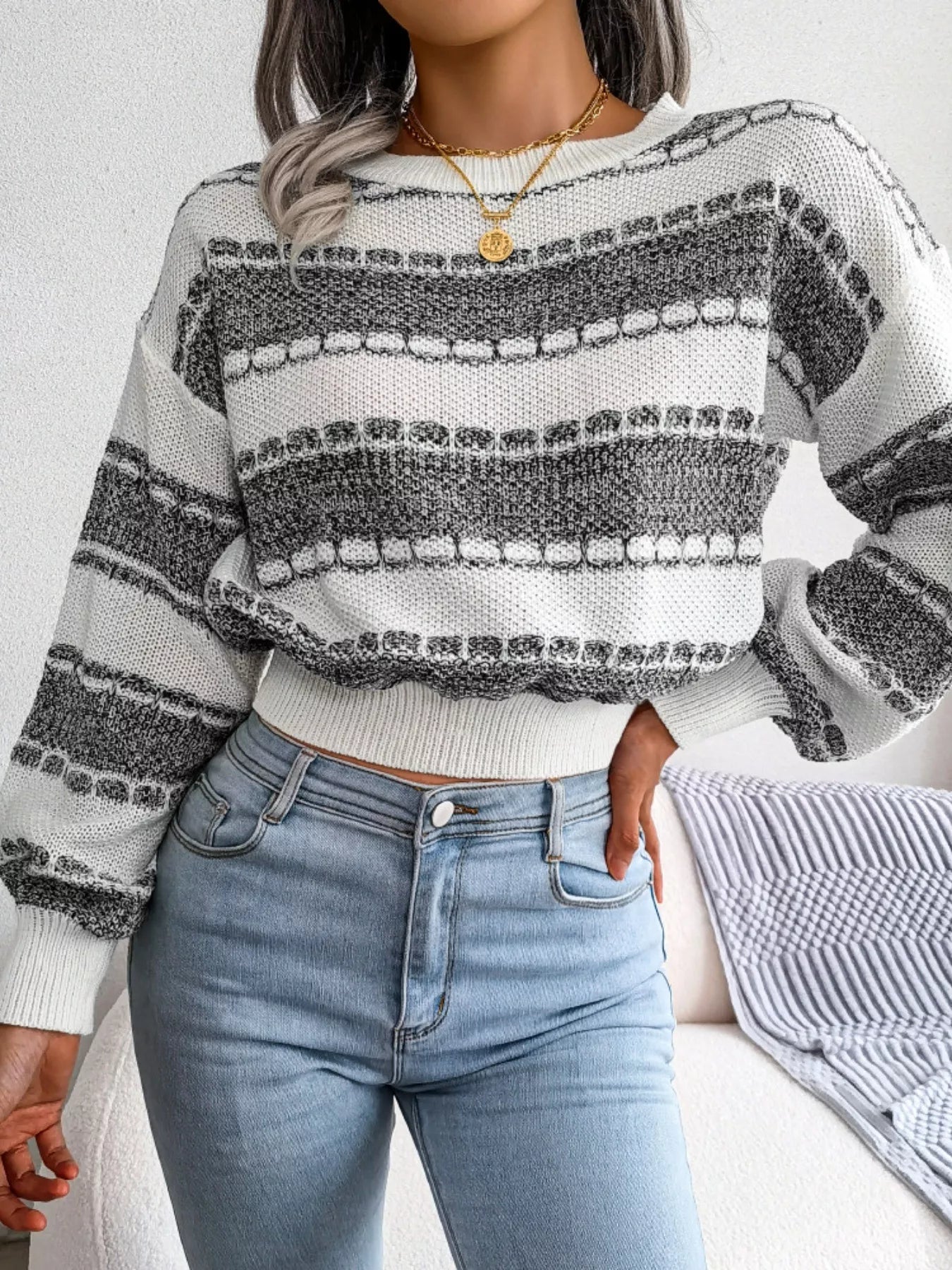 Folded cropped sweater display