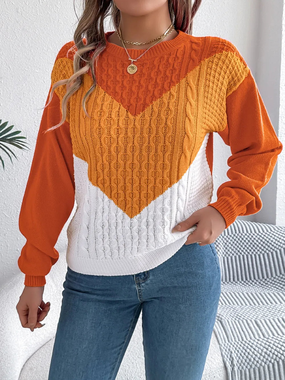 Front close-up of sweater knit texture