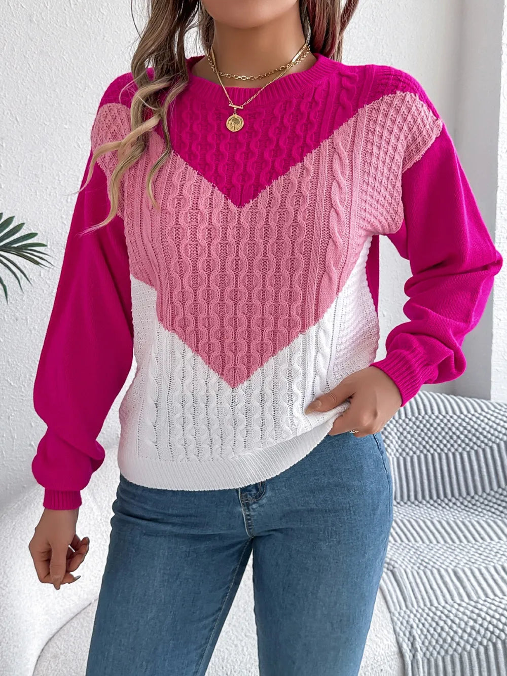 Front close-up of sweater knit texture