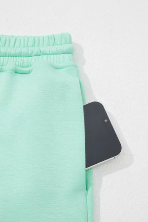 Solid color casual clothing set flat lay presentation