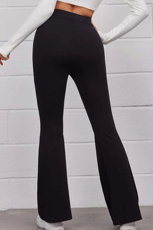 Pull on flared pants with clean back fit and flared leg cut – back view