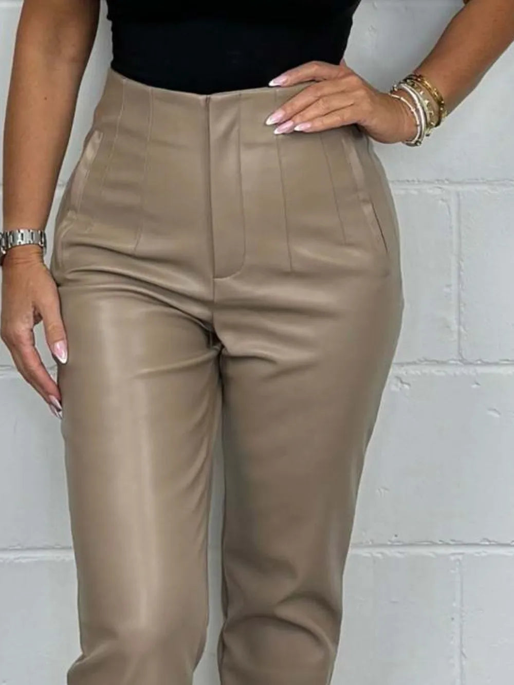 Full size high waist straight pants – front view showing straight leg fit
