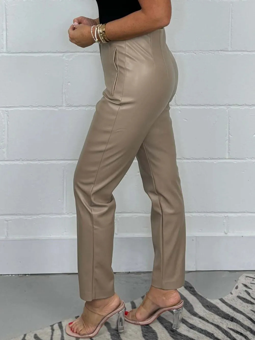 Full size high waist straight pants – side view