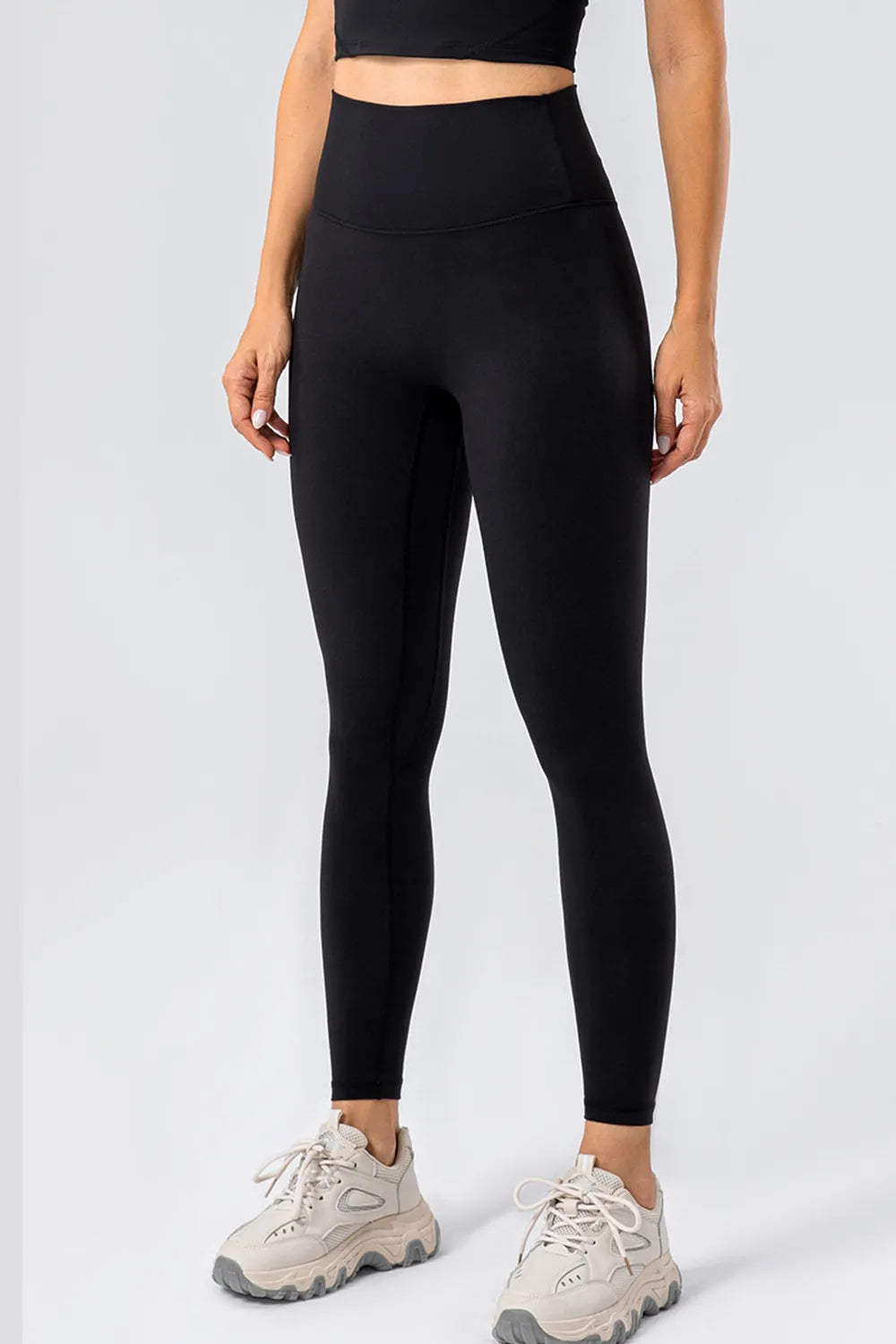 High waist active leggings wide waistband front fit