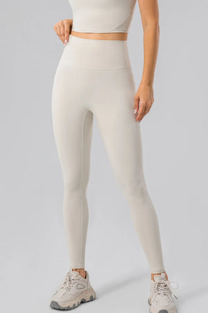 Front pose high waist wide waistband workout leggings