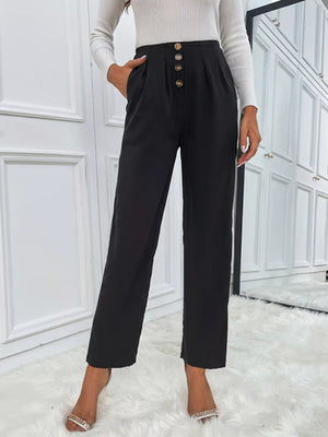 (High waist wide leg pants front view)