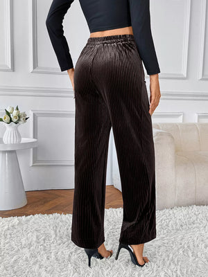 High-waisted wide-leg pants back view