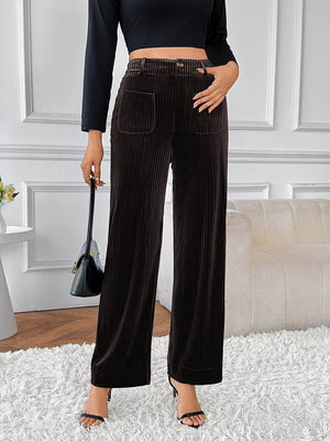 High-waisted wide-leg pants front view