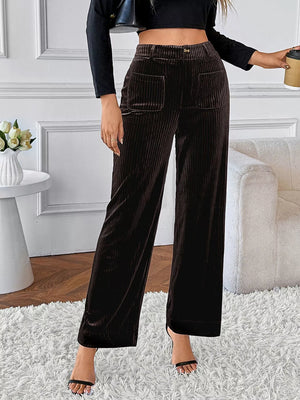 High-waisted wide-leg pants full length view