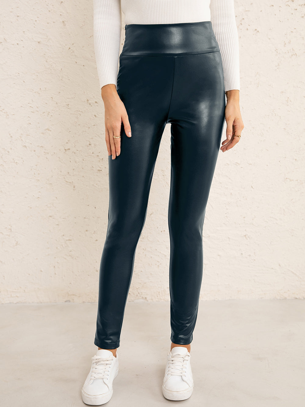 Ivy Lane PU high waist straight pants