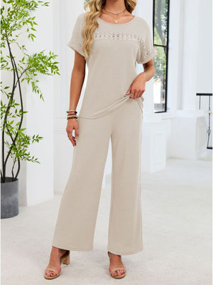 fashionable lace two piece set front shot