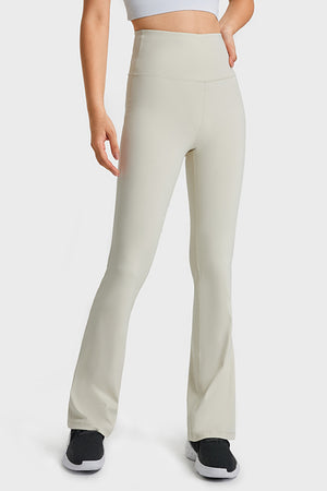 Full front view highlighting relaxed fit around hips and streamlined flare at bottom