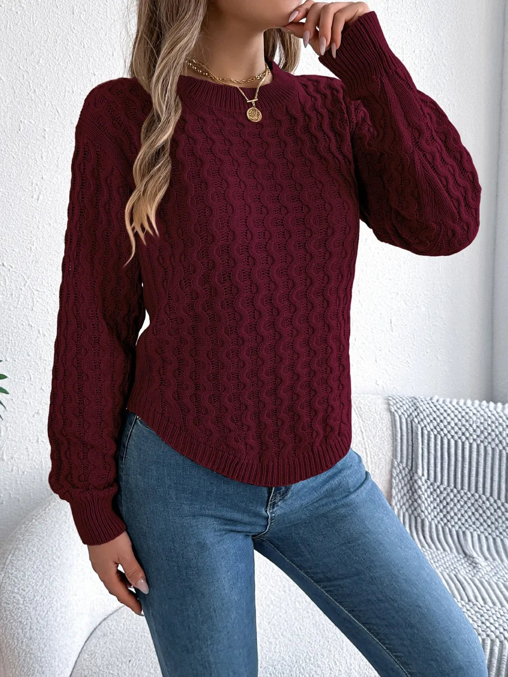 Modern asymmetric hem sweater front casual wear