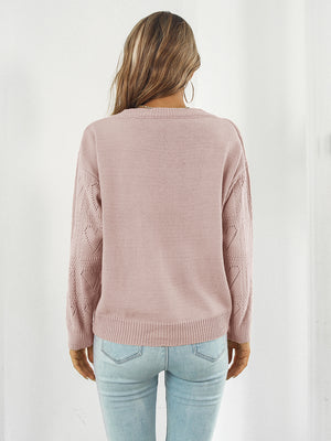Openwork sweater V-neck back design breathable fabric
