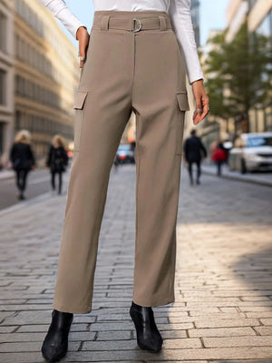 (Perfee high waist straight pants front view)