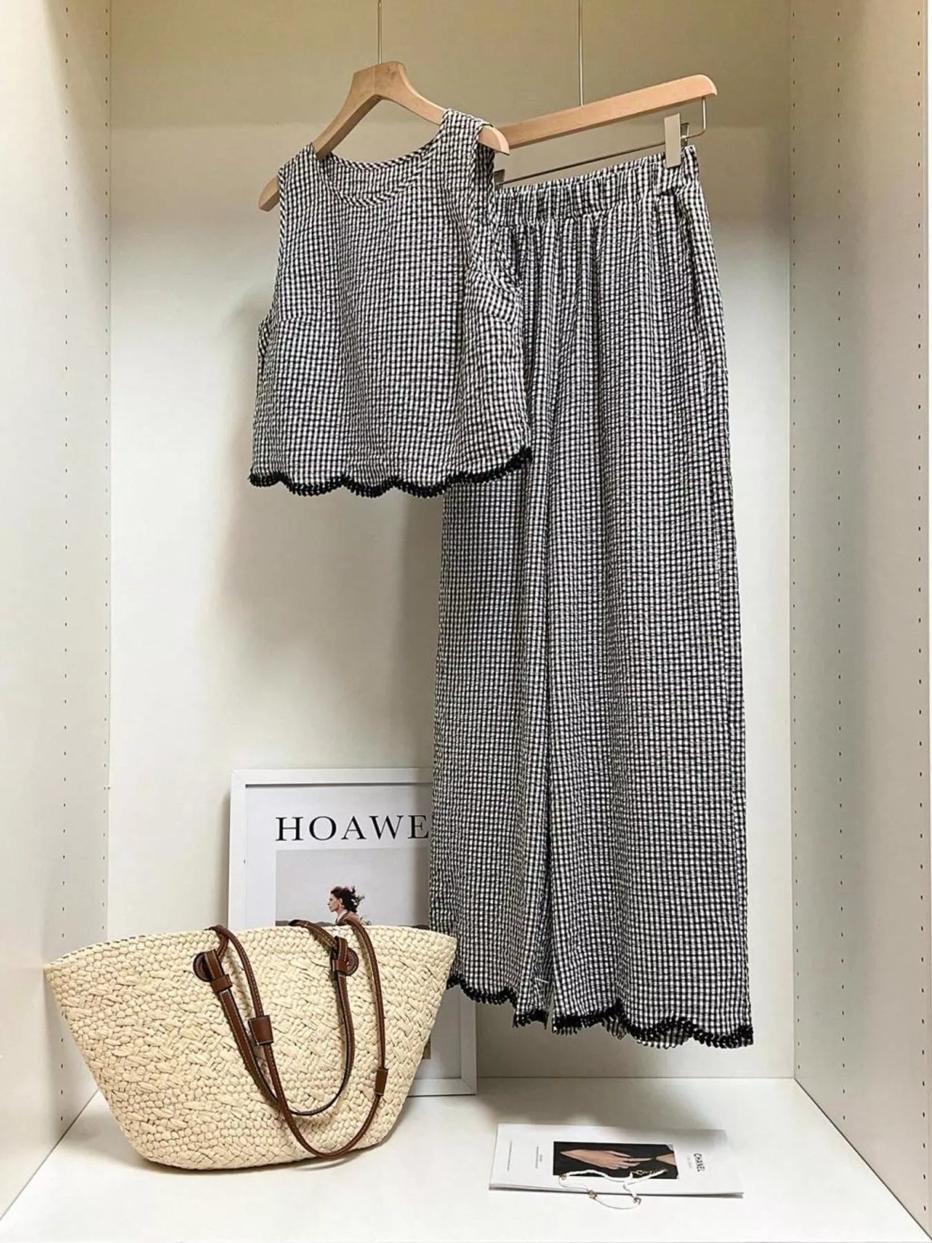 Stylish plaid tank and pants set product display